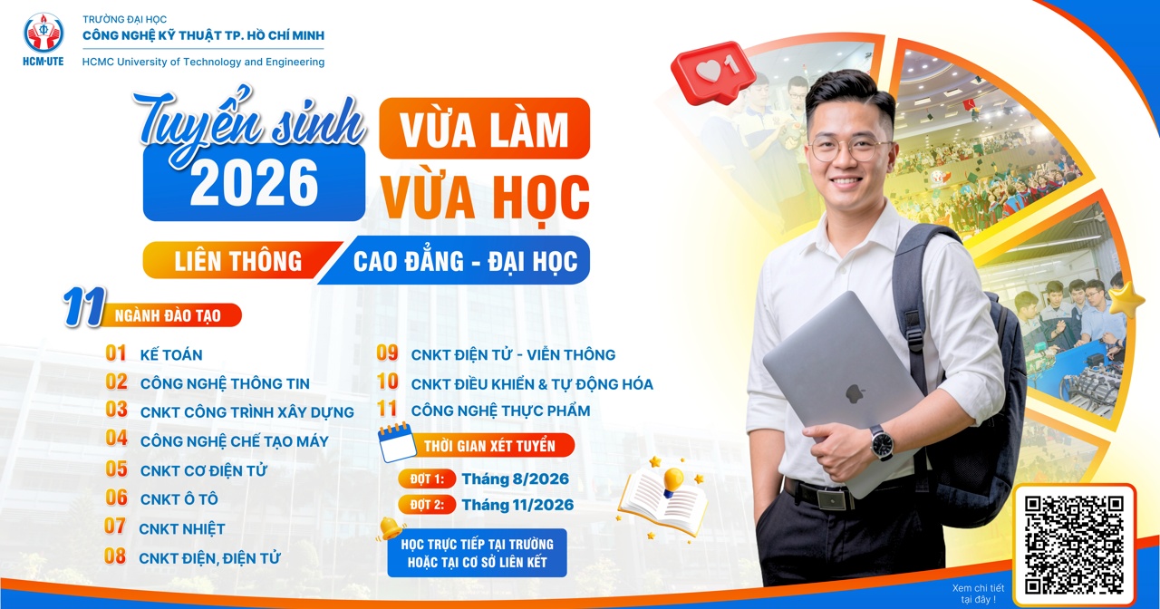 Thông báo Tuyển sinh liên thông đại học hình thức vừa làm vừa học năm 2026