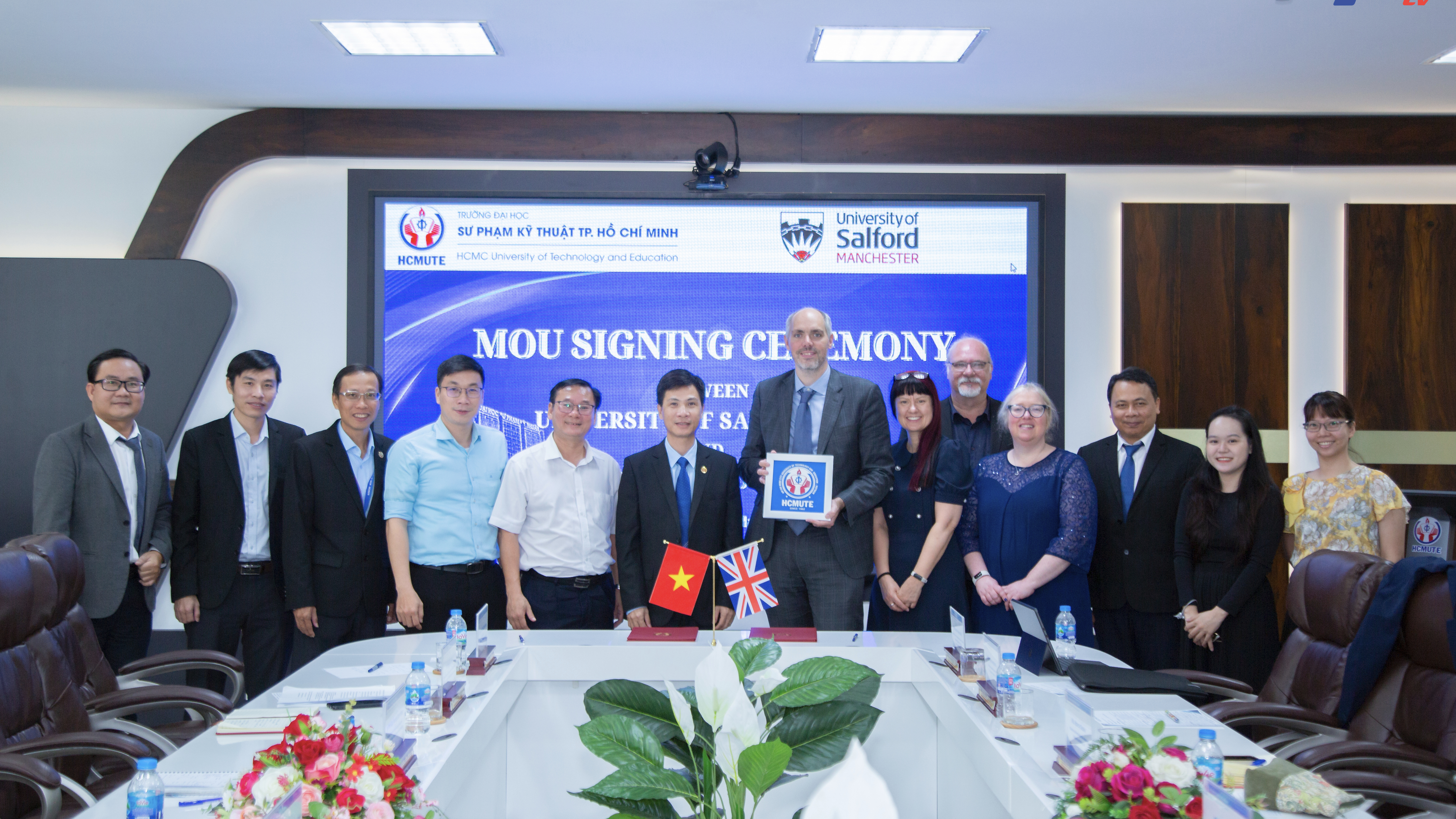 The MOU signing ceremony between University of Salford, UK and HCMUTE